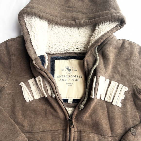 The Vintage Double Zipper Fleece Zip Up 🐻 by Abercrombie & Fitch; Size Large - Picture 5 of 9
